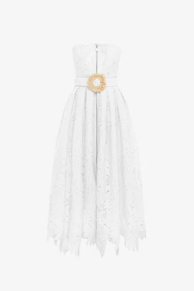 Leo Lin Norine Bustier Midi Dress - Snow In White