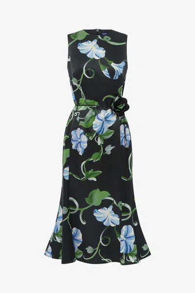 Leo Lin Olive Midi Dress - Vine Print In Ebony