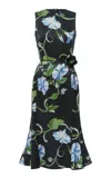 Leo Lin Olive Printed Midi Dress In Multi