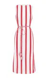 Leo Lin Olive Striped Midi Dress