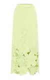 Leo Lin Olivia Floral-appliquéd Crepe Maxi Skirt In Lime Green