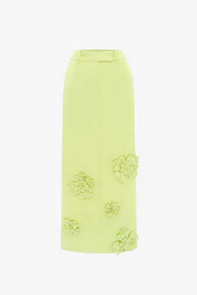 Leo Lin Olivia Petal Maxi Skirt - Chartreuse In Green