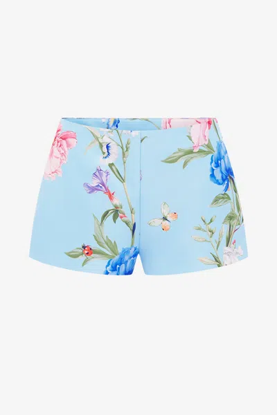 Leo Lin Olivianne Shorts - Garden Print In Baby Blue