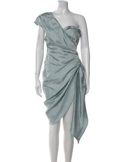 Pre-owned Leo Lin One-shoulder Knee-length Dress In Blue