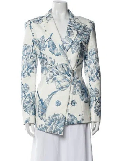 Pre-owned Leo Lin Paisley Print Blazer W/ Tags In Blue