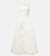 Leo Lin Palm Laser-cut Embroidered Midi Dress In White