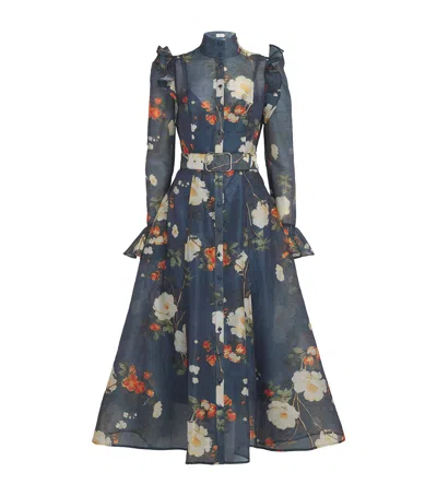 Leo Lin Pear Blossom Katrina Midi Dress In Blue