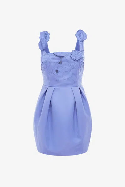 Leo Lin Piper Appliqué Bell Shape Mini Dress - Moonlight