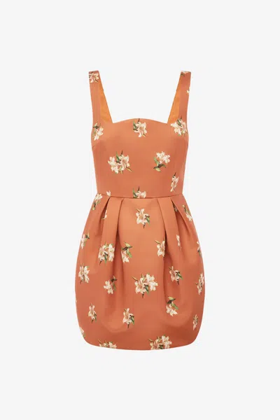Leo Lin Piper Bell Shape Mini Dress - Lily Print In Ochre