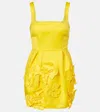 Leo Lin Piper Floral-appliqué Minidress In Yellow