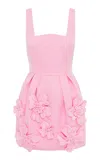 Leo Lin Piper Flower-appliquéd Mini Drses In Pink