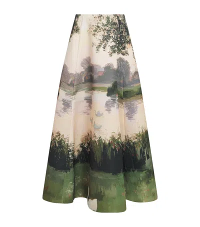 Leo Lin Printed Elina Maxi Skirt In Green