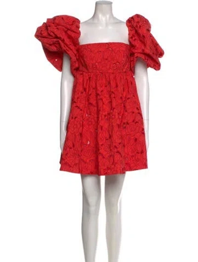 Pre-owned Leo Lin Printed Mini Dress In Red