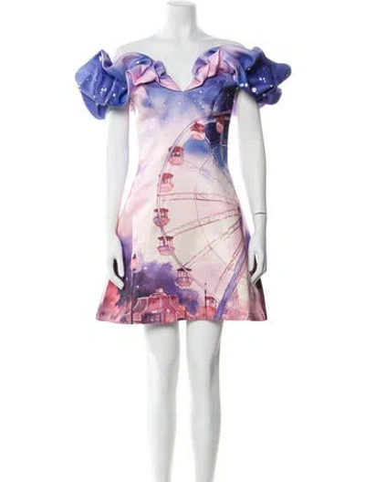 Pre-owned Leo Lin Printed Mini Dress W/ Tags In Pink