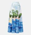 Leo Lin Printed Pleated Maxi Skirt In Blue