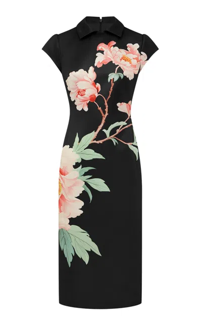 Leo Lin Qian Crepe Midi Dress In Print