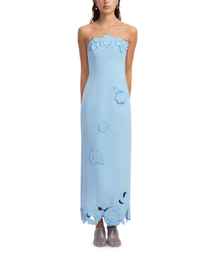 Leo Lin Rayna Applique Bustier Maxi Dress In Blue