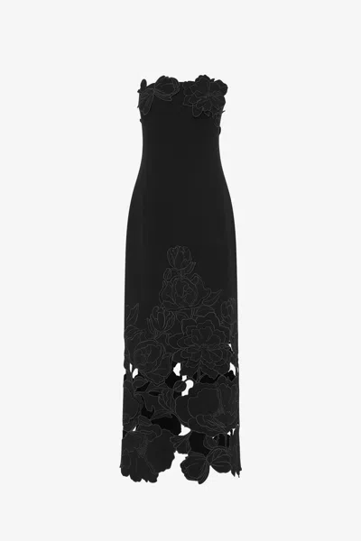 Leo Lin Rayna Appliqué Bustier Maxi Dress - Ebony In Black