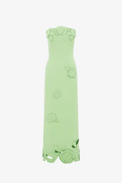 Leo Lin Rayna Appliqué Bustier Maxi Dress - Juniper Green