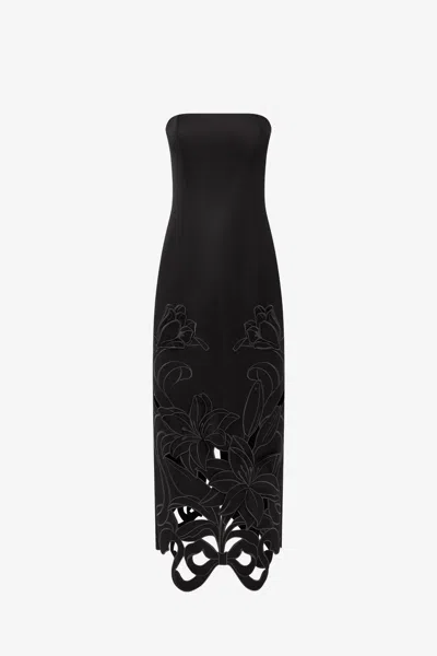 Leo Lin Rayna Appliqué Bustier Maxi Dress - Lily In Ebony