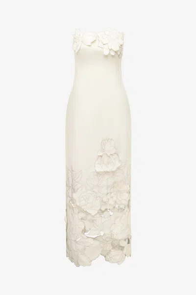 Leo Lin Rayna Appliqué Bustier Maxi Dress - Vanilla