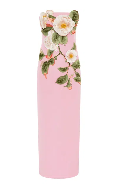 Leo Lin Rayna Applique Floral Bustier Maxi Dress In Pink