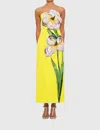 Leo Lin Rayna Applique Floral Maxi Dress In Iris Print In Yellow In Multi