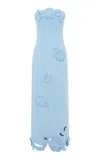 Leo Lin Rayna Appliquéd Bustier Maxi Dress In Blue