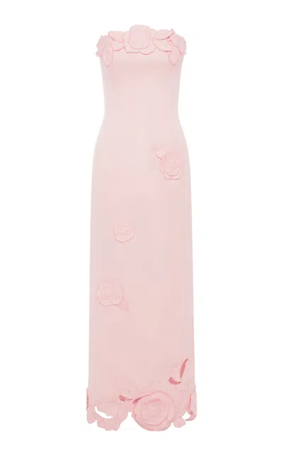 Leo Lin Rayna Appliquéd Bustier Maxi Dress In Pink