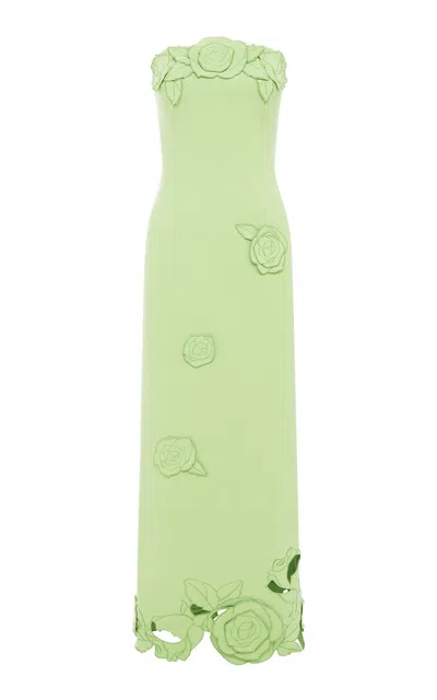 Leo Lin Rayna Appliquéd Maxi Dress In Green