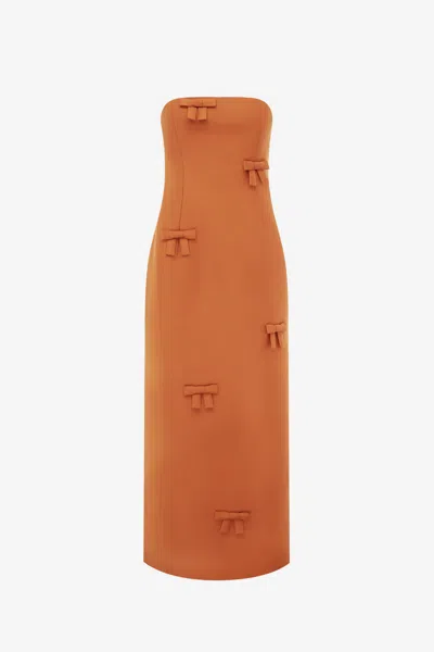 Leo Lin Rayna Bow Bustier Maxi Dress - Ochre
