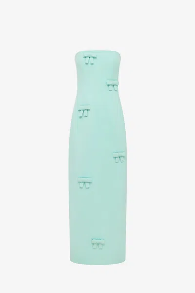 Leo Lin Rayna Bow Bustier Maxi Dress - Pale Turquoise