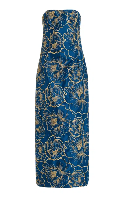Leo Lin Rayna Bustier Maxi Dress In Blue