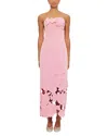 Leo Lin Rayna Applique Bustier Midi Dress In Flamingo