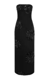 Leo Lin Rayna Embellished Wool-silk Bustier Maxi Dress In Black