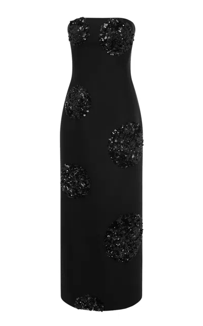 Leo Lin Rayna Embellished Wool-silk Bustier Maxi Dress In Black