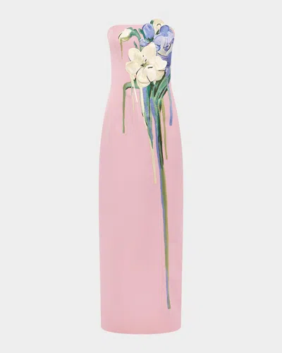 Leo Lin Rayna Embroidered Bustier Maxi Dress In Pink