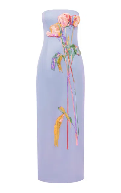 Leo Lin Rayna Embroidered Bustier Maxi Dress - Rose In Periwinkle In Purple