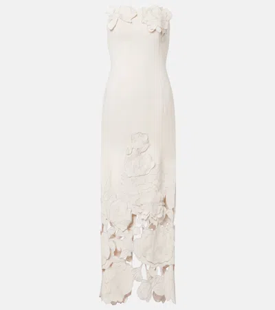 Leo Lin Rayna Floral-appliqué Crêpe Maxi Dress