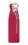 Leo Lin Exclusive Rayna Floral-appliquéd Crepe Maxi Dress In Burgundy