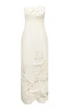 Leo Lin Cleo Sleeveless Floral Applique Midi Dress In Vanilla