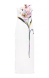 Leo Lin Rayna Floral-appliquéd Crepe Maxi Dress In White