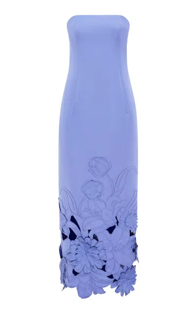 LEO LIN EXCLUSIVE RAYNA FLORAL-APPLIQUÉD CUTOUT CREPE MAXI DRESS