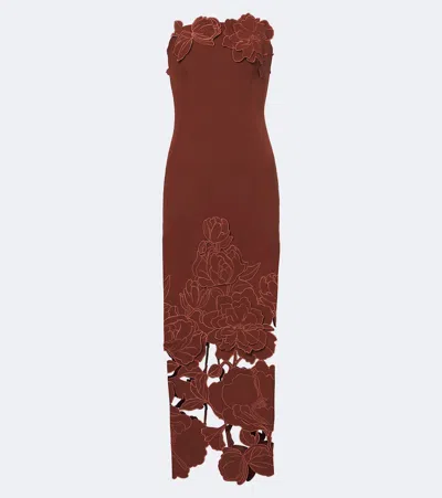 Leo Lin Rayna Floral-appliqué Bustier Dress In Brown