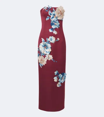 Leo Lin Rayna Floral-applique Bustier Dress In Burgundy