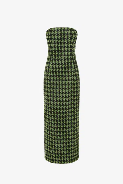 Leo Lin Rayna Tweed Bustier Maxi Dress - Houndstooth In Multi