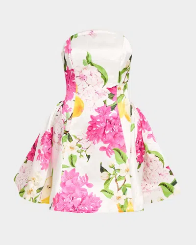 Leo Lin Reese Floral-print Bustier Mini Dress