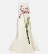 Leo Lin Regina Floral Wool And Silk Midi Dress In White