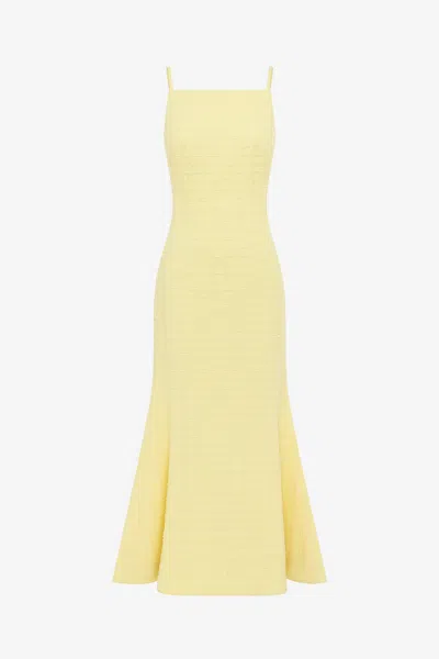 Leo Lin Regina Tweed Midi Dress - Sorbet Yellow