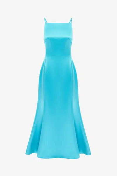 Leo Lin Regina Wool Blend Midi Dress - Aqua